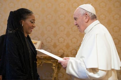 María Fernanda Silva en un encuentro con el Papa Francisco