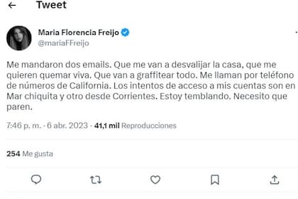 María Florencia Freijo recibió muchas amenzas luego de escribir sobre Tomás Rebord