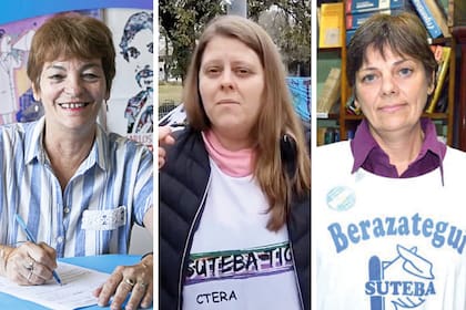 María Laura Torre (Lista Celeste-Violeta), María Elisa Salgado (Lista Multicolor) y Miriam Marinozzi (Lista Azul y Blanca)