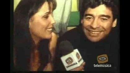 María Susini en su época como conductora de Telemúsica con Diego Maradona