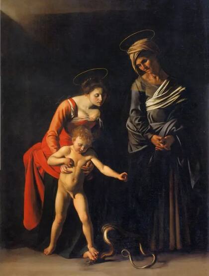 María y el niño Jesús en un cuadro de Caravaggio, de 1606