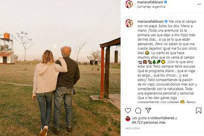 Mariana Fabbiani contó que viajó a la provincia de Corrientes para reconectarse con la naturaleza y compartir tiempo con su padre