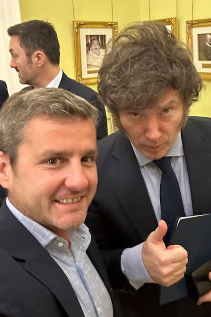 Mariano Campero con Javier Milei