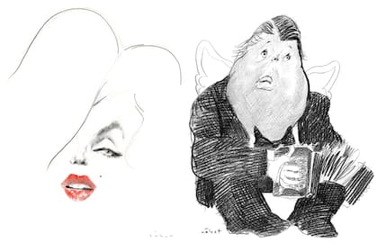 Marilyn Monroe, retratada con pocos trazos; Aníbal Troilo, en la sección de grandes músicos