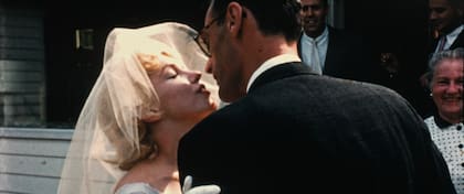 Marilyn Monroe y Arthur Miller en el día de su casamiento.