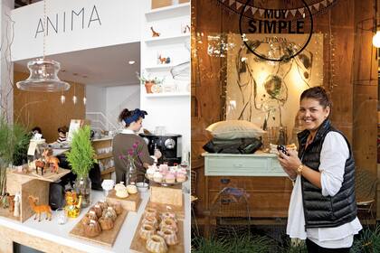 Marina frente a la vidriera. Al lado, el bar y restaurante Anima Cakes