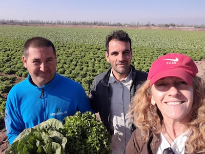 Marina Lambertini asesora a un grupo de productores hortícolas a lo largo y ancho del país