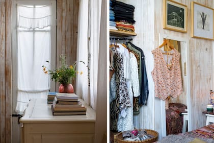 Marina se rodea de piezas queridas, como la cómoda provenzal y los bordados de su abuela.