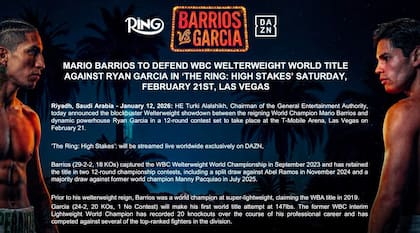 Mario Barrios y Ryan Garcia se enfrentarán en febrero en Las Vegas (X @Turki_alalshikh)