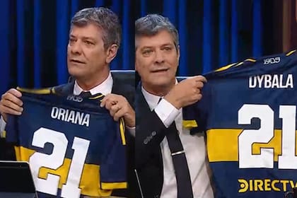 Mario Pergolini le regaló a Oriana Sabatini dos camisetas de Boca, una para ella y otra para Dybala (Foto: Captura)