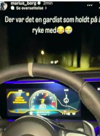 Marius Borg excedió la velocidad permitida con su coche, y como si eso fuera poco, fotografió el velocímetro con la infracción y la subió a Instagram como si fuera una broma