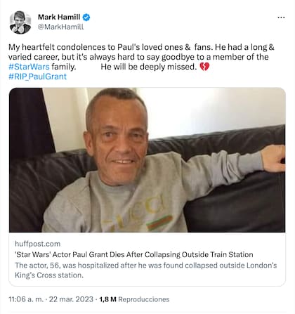 Mark Hamill le dijo adiós a Paul Grant a través de sus redes