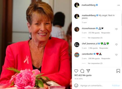 Mark Wahlberg despidió a su madre Alma, que murió a los 78 años en abril pasado