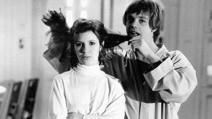 Mark y Carrie en el rodaje de Star Wars
