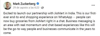 Mark Zuckerberg anunció que se sentía emocionado por el lanzamiento.