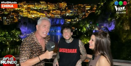 Marley con Alex y Charlotte Caniggia en China, en una reciente emisión de Por el Mundo