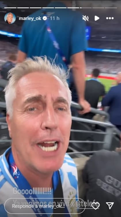 Marley transmitió en vivo desde la cancha luego del gol que hizo Lautaro Martínez