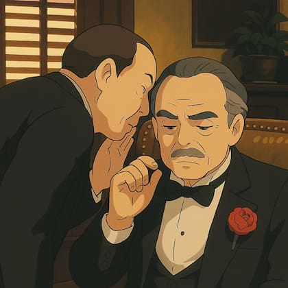 Marlon Brando en El Padrino, pero al estilo Estudio Ghibli