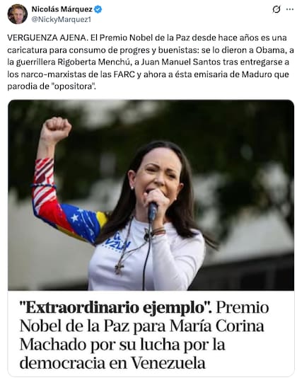 Márquez definió el galardón como una ‘caricatura para consumo de progres y buenistas’