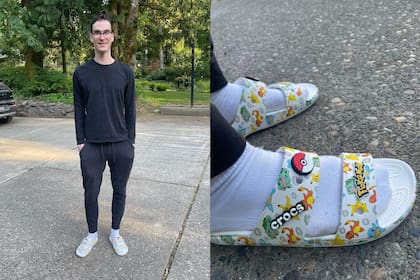 Marston Hefner, el hijo de Hugh Hefner, con unas sandalias de Pokemon, su gran pasión