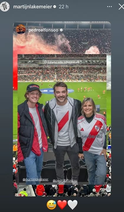 Martijn Lakemeier fue a ver un partido de River con su cuñado, Padro Alfonso (Foto: Instagram @martijnlakemeier)