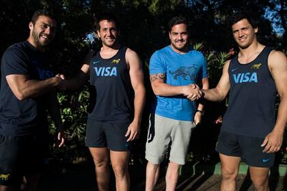 Martin Landajo, de River, Santiago González Iglesias, de Boca y Horacio Agulla, de River, y Matías Moroni, de Boca