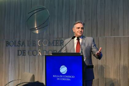 Martín Llaryora disertó ayer en la Bolsa de Comercio de Córdoba ya como gobernador electo.
