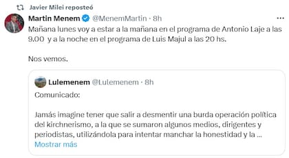 Martín Menem sería uno de los principales designados para aclarar la situación en los medios