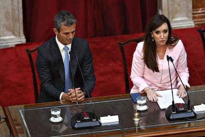 Martín Menem y Victoria Villarruel durante la apertura de las sesiones legislativas