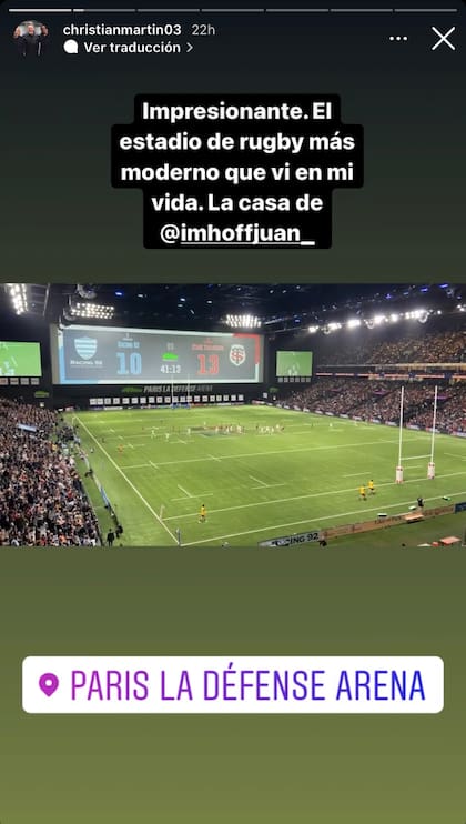 Martin se sorprendió ante la modernidad del estadio
