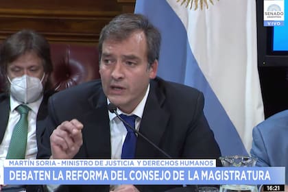 Martín Soria, Ministro de Justicia y Derechos Humanos en el debate en el Senado sobre la reforma del Consejo de La Magistratura.
