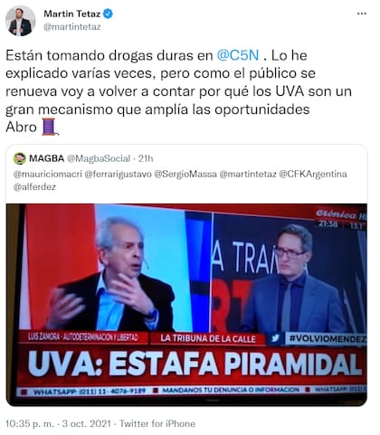 Martín Tetaz salió al cruce en Twitter por los créditos UVA
