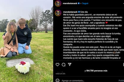 Maru Botana visitó la tumba de su hijo junto a Juan (Foto Instagram @marubotanaok)