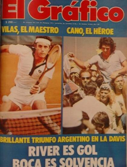 Marzo de 1977: la revista El Gráfico, con Vilas y Cano como figuras, tras el éxito argentino en la Copa Davis ante Chile por 4-1, en el BALTC, por las semifinales de la Zona Americana