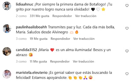 Más mensajes de apoyo a María Marques (Foto: Captura Instagram @maria3marques)