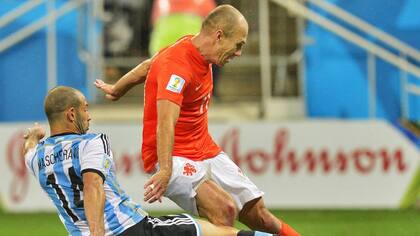 Mascherano y la ya clebre salvada en las semifinales frente a Holanda