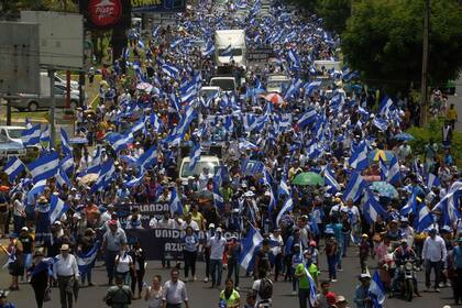Masiva marcha de la oposición en Managua, en julio de 2018