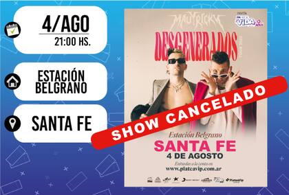Mau y Ricky cancelaron un show en Santa Fe por las restricciones a la salida de dólares