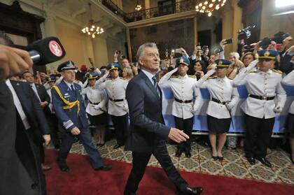 Mauricio Macri al llegar al Congreso