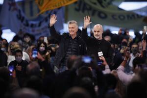 Mauricio Macri con Horacio Rodríguez Larreta en el acto de Juntos por el Cambio