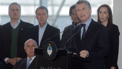 Mauricio Macri, durante el acto en Tecnópolis