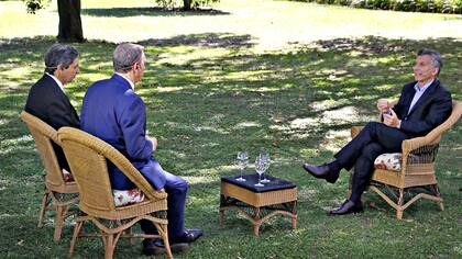 Mauricio Macri, durante la entrevista con A Dos Voces