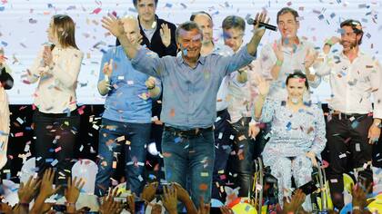 Mauricio Macri en el búnker de Cambiemos