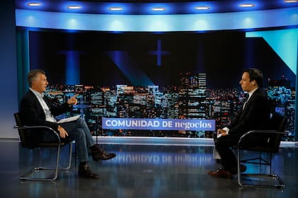 Mauricio Macri en el programa Comunidad de Negocios de LN+, entrevistado por José Del Río, en los estudios del Diario La Nación
