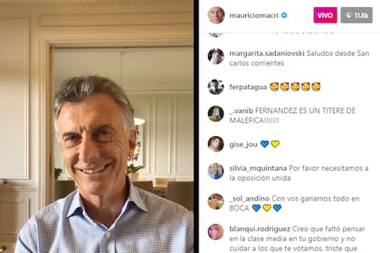 Mauricio Macri, durante la charla con sus seguidores de Instagram