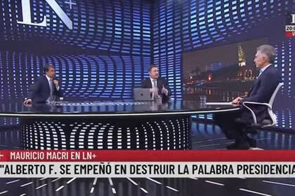 Mauricio Macri, este lunes en el pase entre Eduardo Feinmann y Jonatan Viale