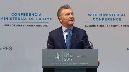 Mauricio Macri, al hablar esta tarde en la Conferencia Ministeria de la OMC
