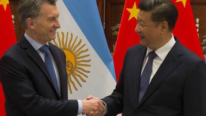 Mauricio Macri junto a su par chino, Xi Jinping