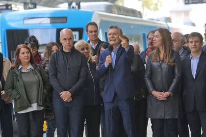 Mauricio Macri, María Eugenia Vidal y Horacio Rodríguez Larreta, durante la inauguración del viaducto Mitre