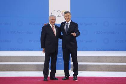 Michel Temer, presidente de Brasil, con Macri